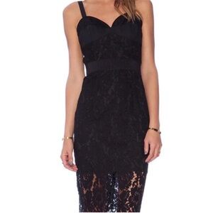 Milly Black Sheath Midi Dress Sweetheart Neckline